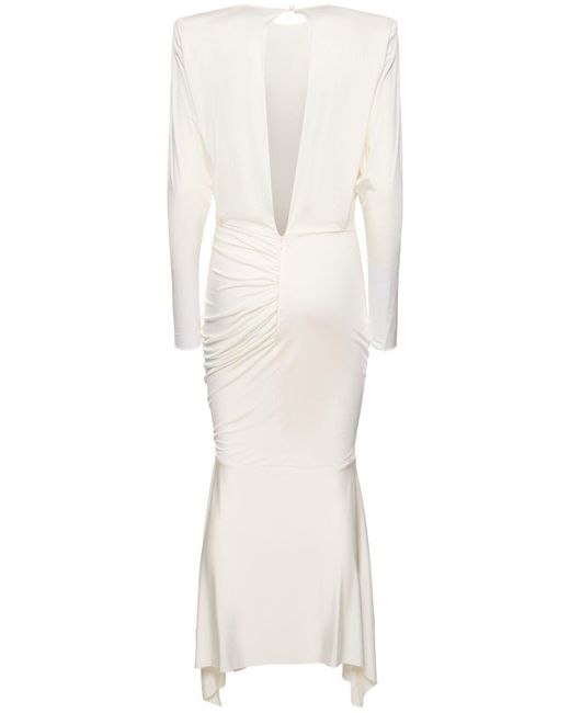 Alexandre Vauthier サテンドレープロングドレス White