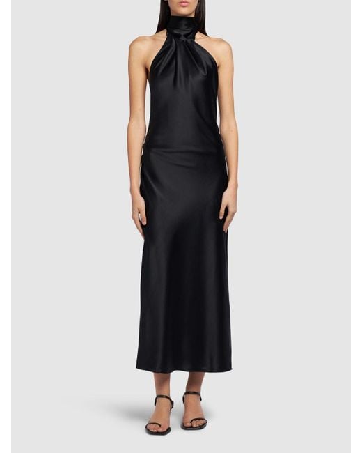 Max Mara Moli サテンロングドレス Black