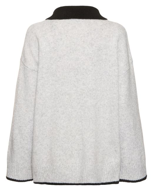 WeWoreWhat White V Collar Knitted Sweater
