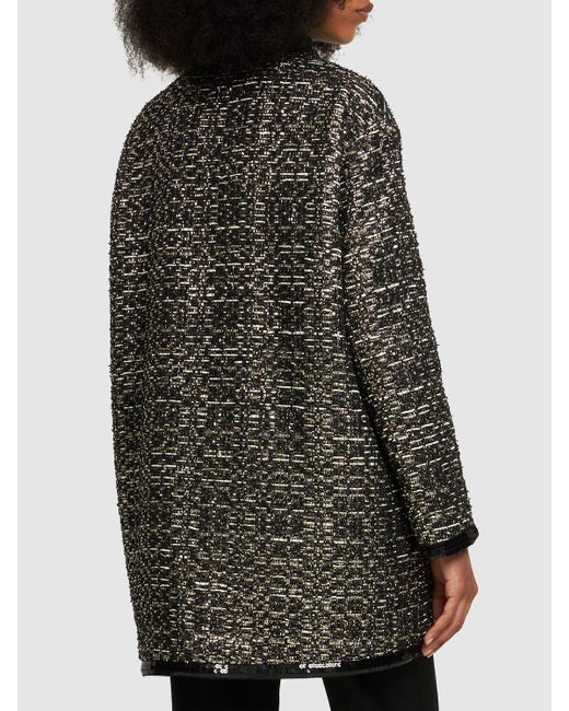 Giambattista Valli Black Lurex Tweed Collarless Coat