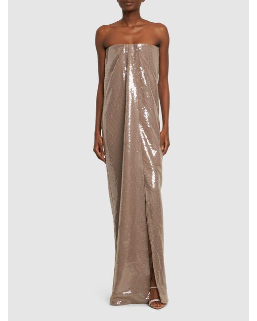 16Arlington Brown Mirai Sequined Strapless Long Dress