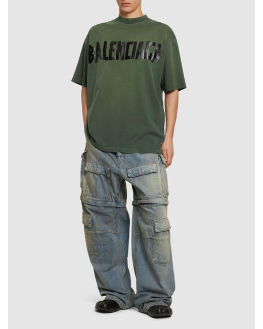 Balenciaga Green Tape Cotton-blend Jersey T-shirt for men