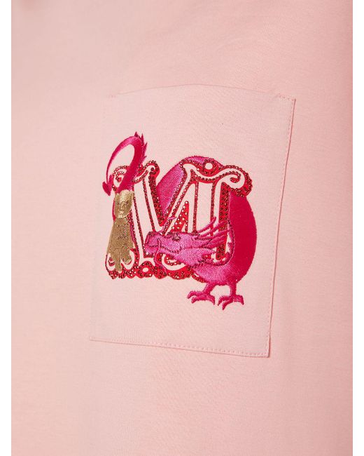 Max Mara Pink T-shirt Aus Baumwolle Mit Stickerei "elmo"
