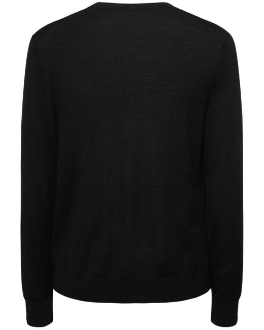 Theory Black Wool Blend Knit Crewneck Sweater for men