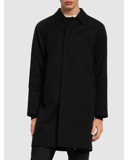 Cappotto midi camden in cotone di Burberry in Black da Uomo