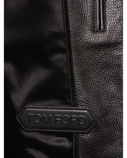 Tom Ford Black Harrington Tumbled Grain Leather Jacket for men