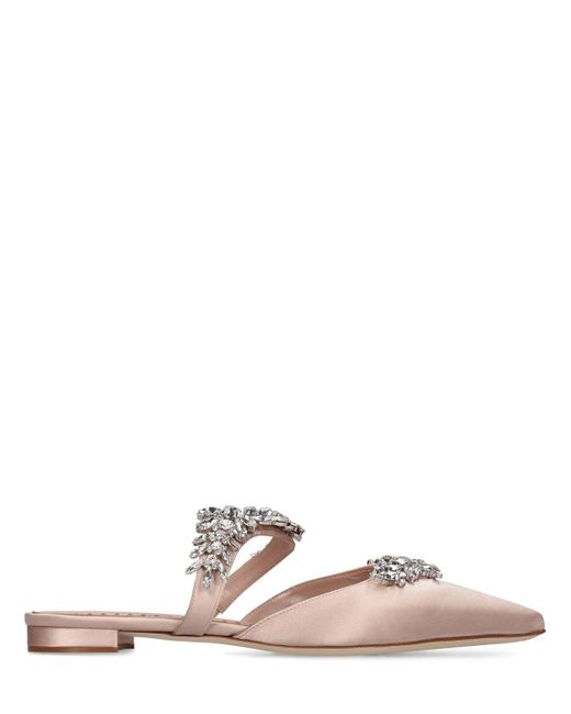 Scarpe basse lurum in raso 10mm di Manolo Blahnik in Pink