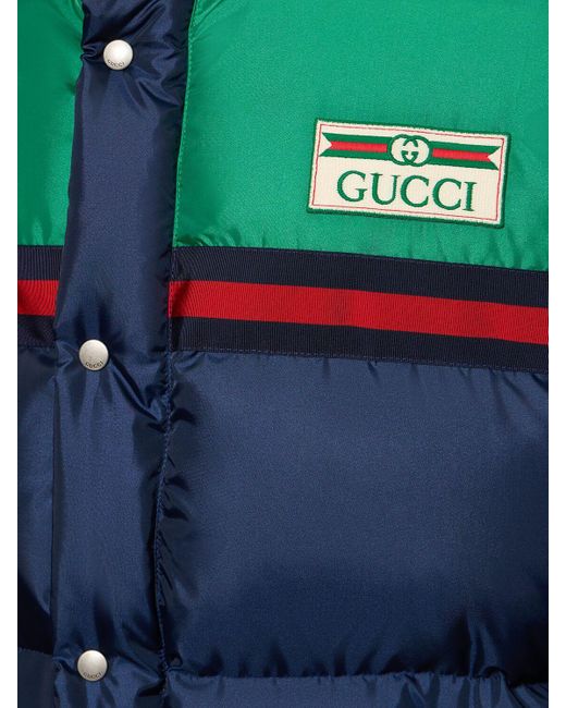 Chaleco de plumas de satén de nylon Gucci de hombre de color Multicolor