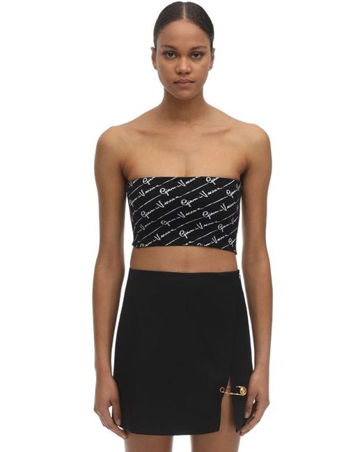 Versace Logo Tube Top in Black | Lyst