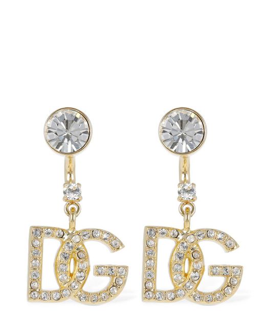 Dolce & Gabbana Metallic Diva Dg Crystal Drop Earrings