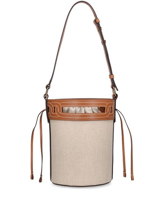 Tod's White Small Canvas Bucket Bag