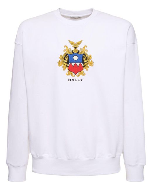Cotton logo crewneck sweatshirt di Bally in White da Uomo