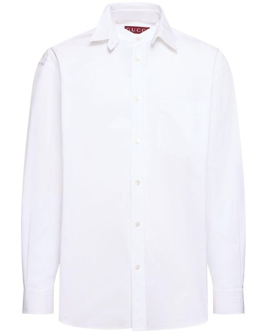 メンズ Gucci Crispy コットンポプリンシャツ White
