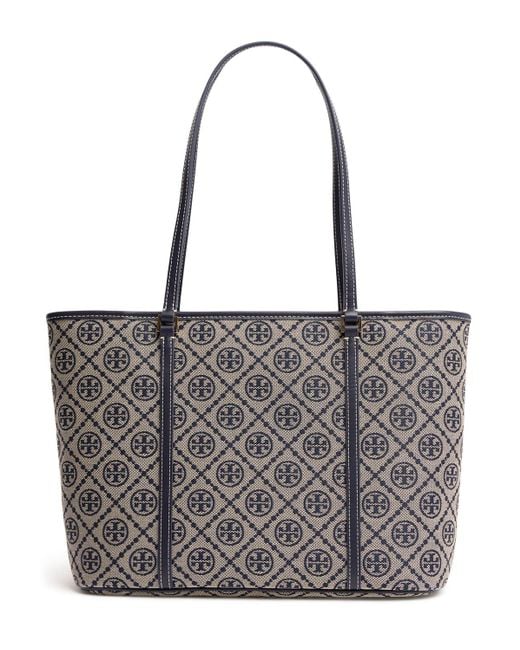 Tory Burch Gray Damen Kleine Canvas-Tote Mit T-Monogramm