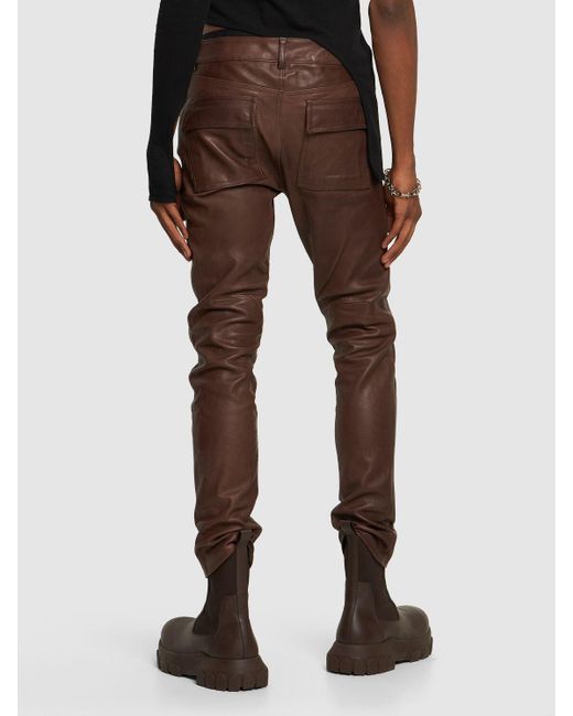 Rick Owens Brown Tyrone Leather Pants for men