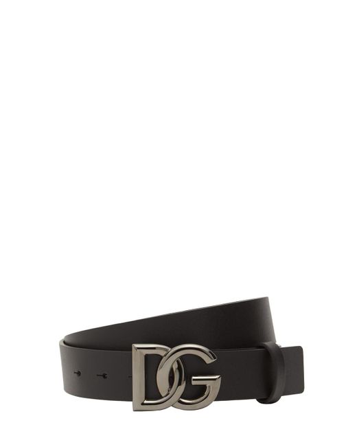 Dolce & Gabbana Black 3.5Cm Logo Leather Belt for men