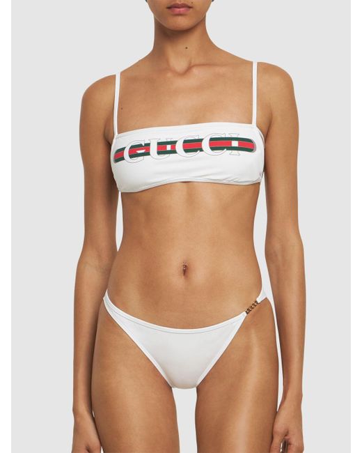Gucci White Sparkling Jersey Bikini Set