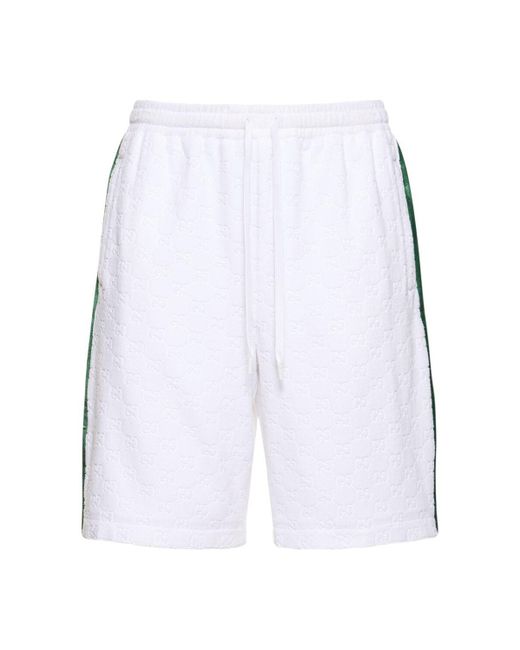 Gucci White gg Sponge Sweat Shorts W/ Web Detail for men