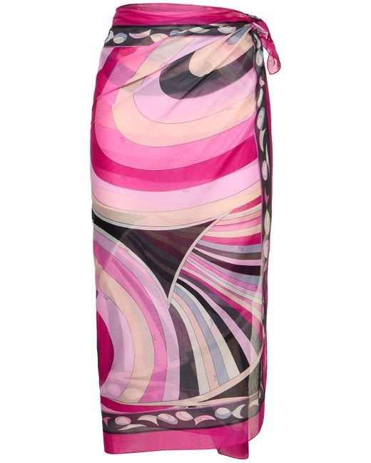 Emilio Pucci Pink Printed Cotton Pareo Skirt