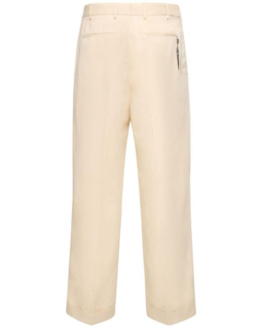 Pantalones de gabardina de algodón y lino PT Torino de hombre de color Natural