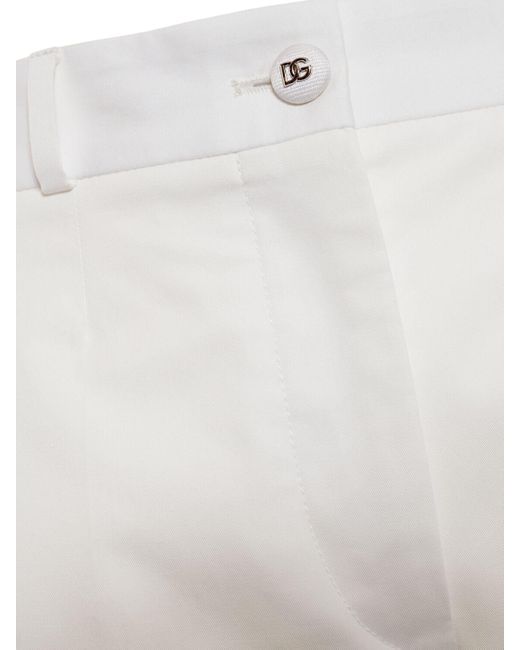Dolce & Gabbana White Cotton Gabardine Wide Pants