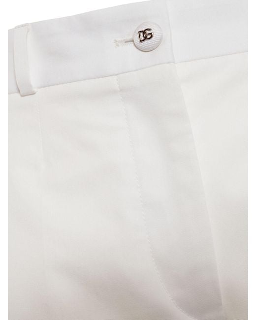 Pantalones anchos de gabardina de algodón Dolce & Gabbana de color White