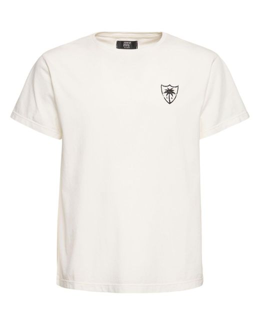 Camiseta de algodón jersey estampado HTC de hombre de color White