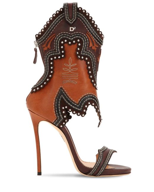 DSquared² Brown 120mm Rodeo Girl Leather Sandals