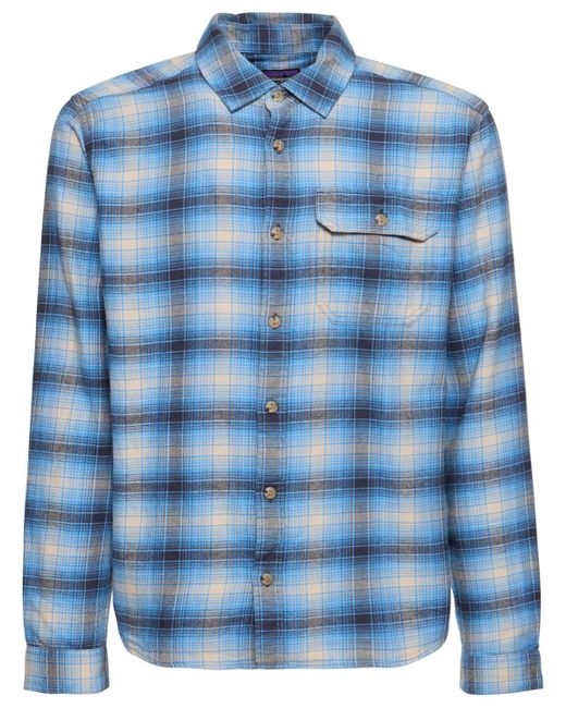 Patagonia Blue Lightweight Fjord Cotton Flannel Shirt for men