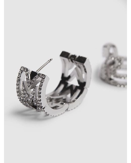 Marc Jacobs White Monogram Crystal Hoop Earrings