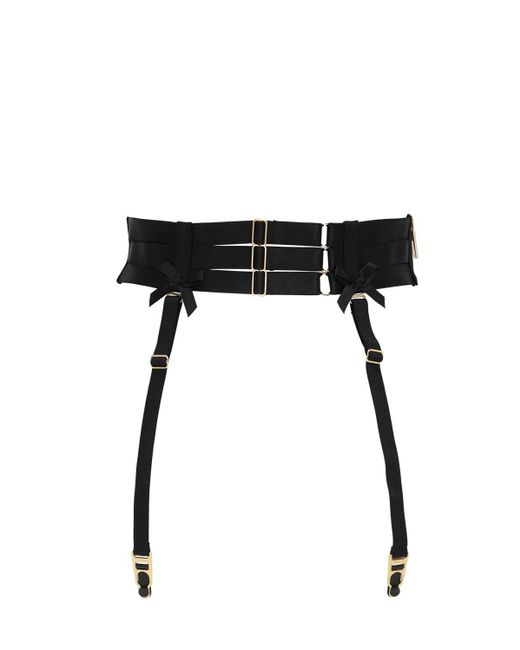 Bordelle Elastic Strap Satin Suspender Belt in Black Lyst
