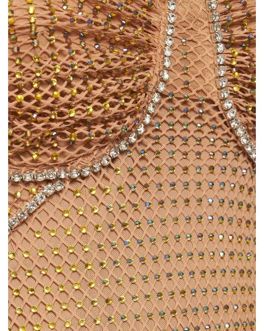 Self-Portrait Rhinestone Fishnet Maxi Dress