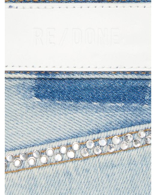 Re/done イージーストレートクロップ 装飾付きジーンズ Blue