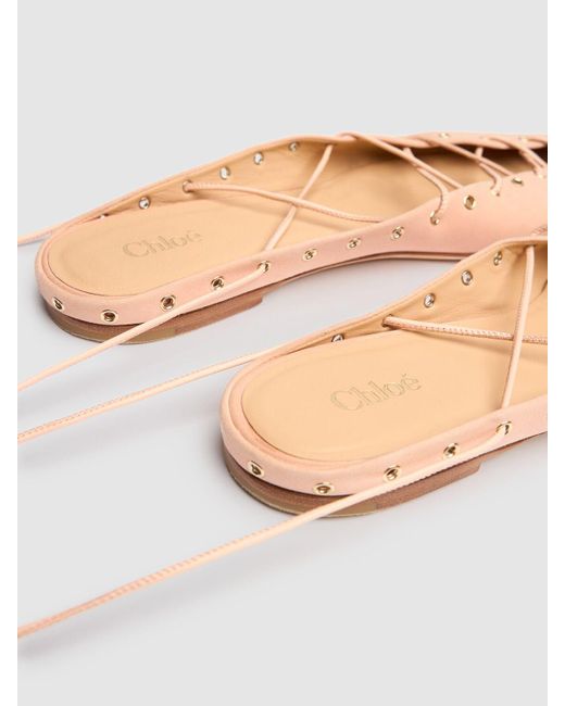 Chloé Ghillies レザーフラットシューズ 10mm Pink