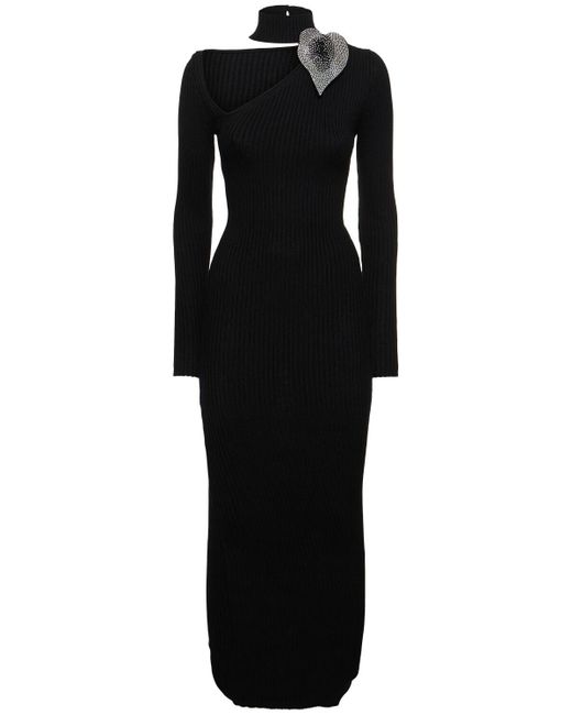 Vestido largo de punto de algodón GIUSEPPE DI MORABITO de color Black