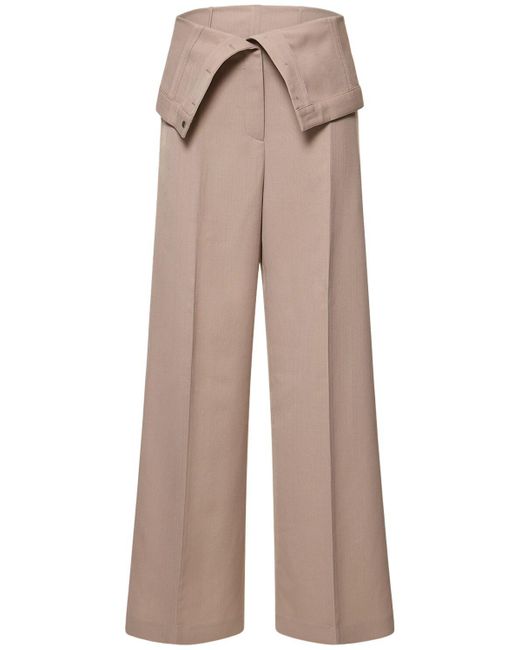 Pantalones anchos de lana Acne de color Brown