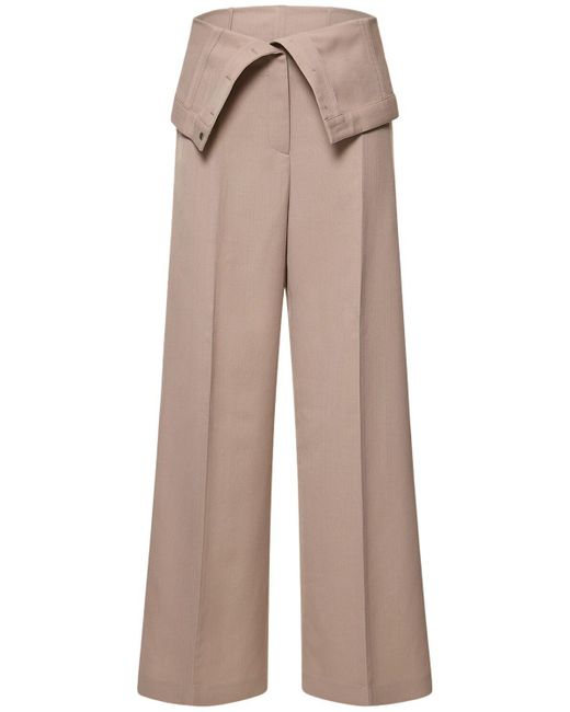 Pantaloni larghi in crepe di misto lana di Acne in Brown