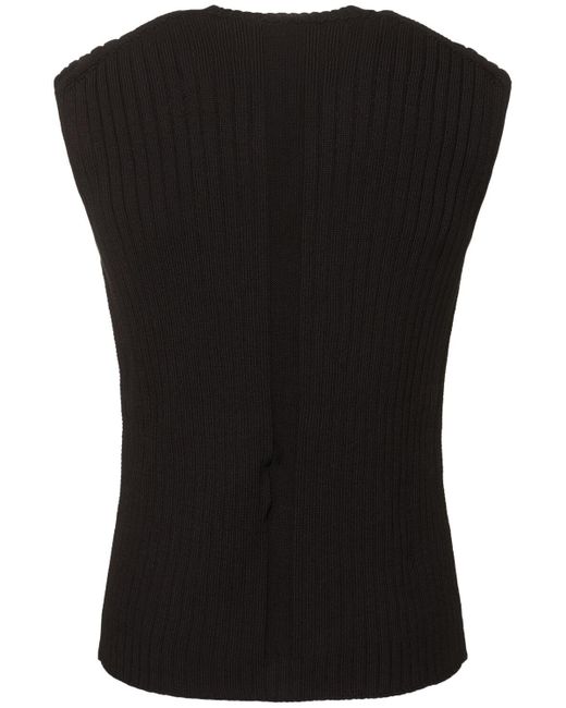 メンズ Rick Owens ニットリブ コットンベスト Black