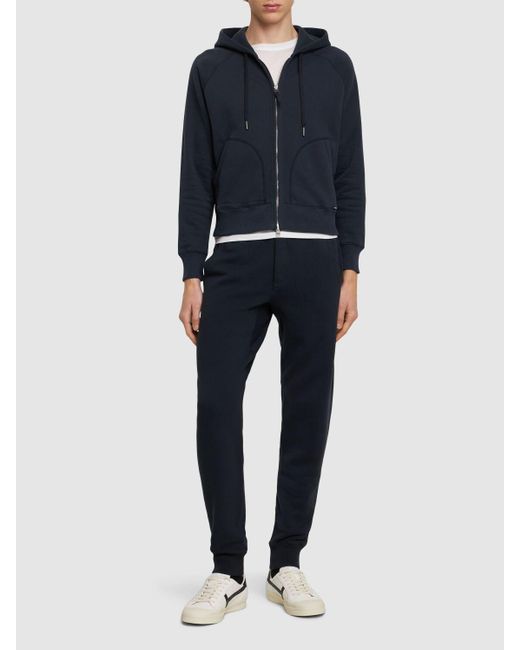 メンズ Tom Ford コットンブレンドジップフーディー Blue