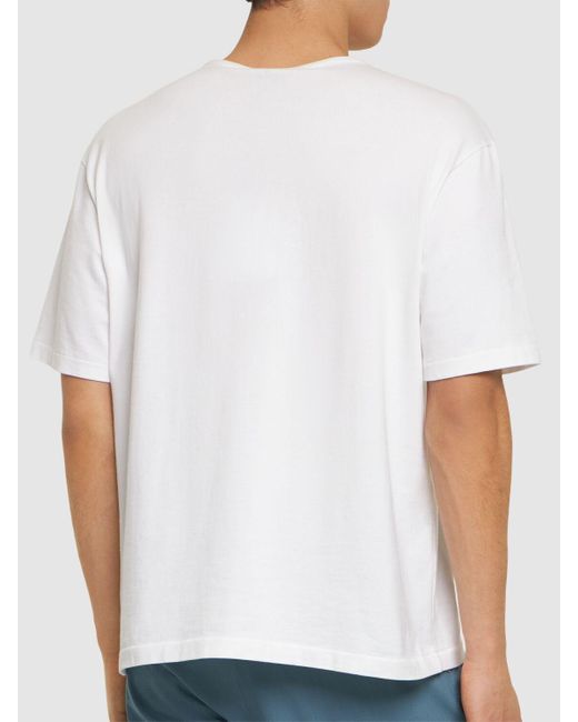 T-shirt in maglia di cotone di Auralee in White da Uomo