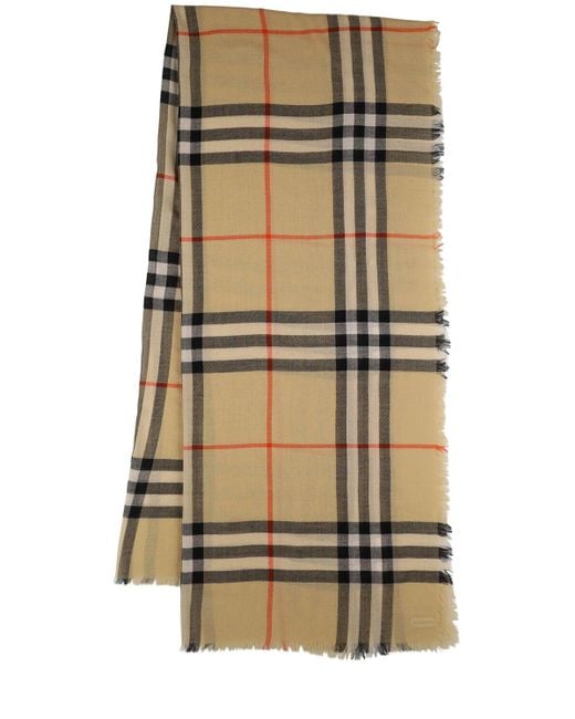 Burberry Natural Lightweight Wool Giant Check Scarf for men
