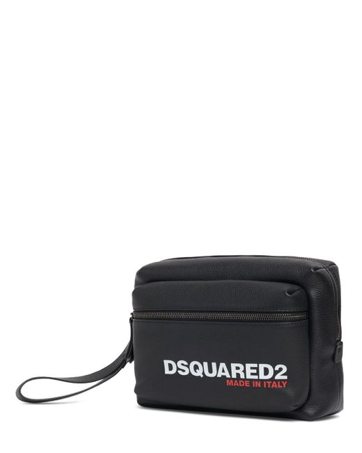 DSquared² Black Logo Leather Clutch for men