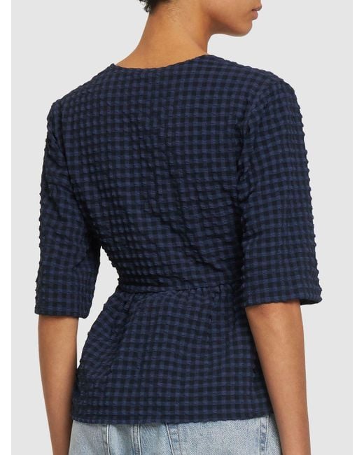 Ganni Blue Stretch-techno-top