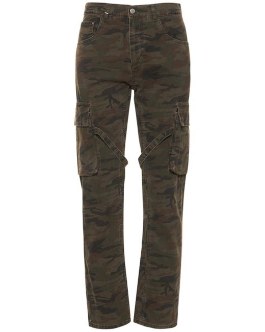 FLANEUR HOMME Camouflage Cotton Cargo Pants W/ Straps in Green for Men ...