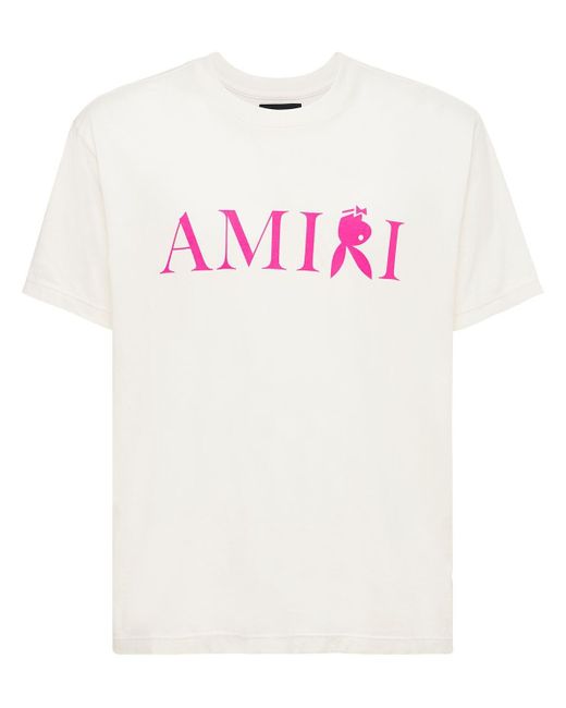Amiri White Reverse Playboy Logo Jersey T-shirt for men
