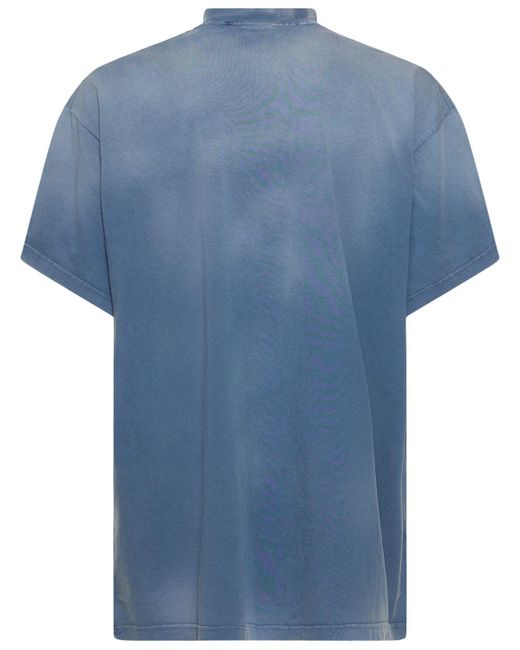 T-shirt new paris moon in cotone effetto vintage di Balenciaga in Blue da Uomo