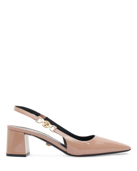 Versace Natural 55Mm Patent Leather Slingback Pumps