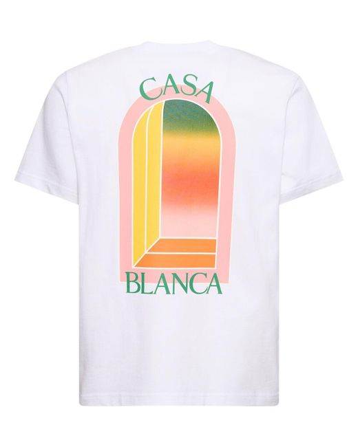 Casablancabrand White Gradient Arch Organic Cotton T-shirt for men