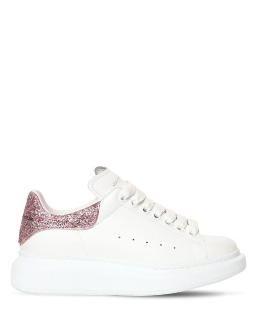 Alexander McQueen White 40mm Leather & Glitter Sneakers