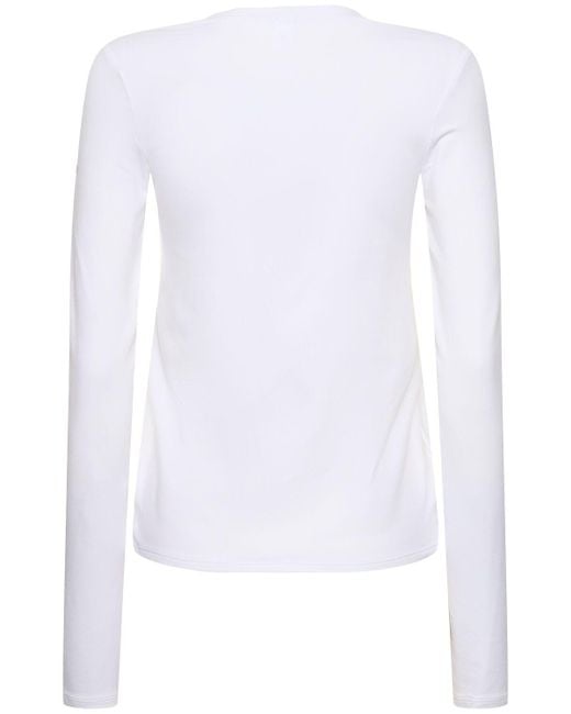 Alo Yoga White Langärmeliges T-shirt "alosoft Finesse"